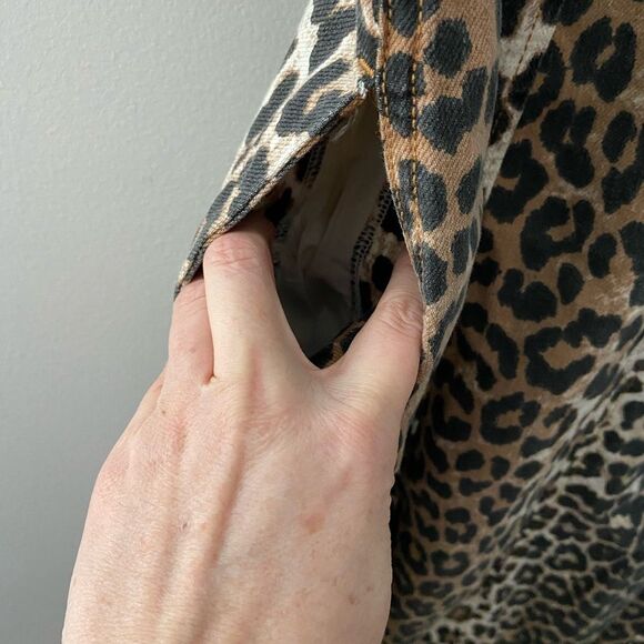 Ganni Leopard Print Midi Denim Dress 38 - Picture 10 of 13